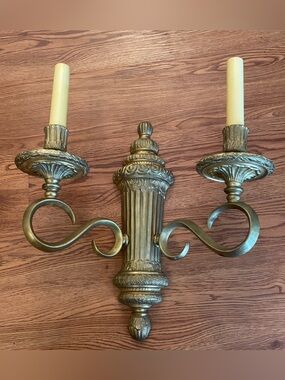 Antique E F Caldwell Large‎ Bronze 2 Light Sconce Gilt Patina